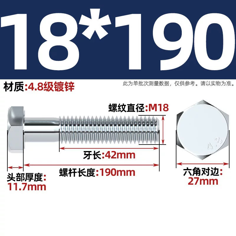 Premium Hex Head Bolts Grade 4.8 - Blue-White Zinc Plated Metric Fasteners (M6-M30) | DG Fasteners