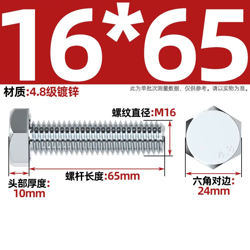Premium Hex Head Bolts Grade 4.8 - Blue-White Zinc Plated Metric Fasteners (M6-M30) | DG Fasteners