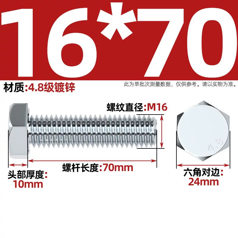 Premium Hex Head Bolts Grade 4.8 - Blue-White Zinc Plated Metric Fasteners (M6-M30) | DG Fasteners